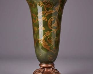 Vintage Baroque Style Painted Ceramic Urn Table Vase