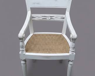 White Neoclassical Style Cane Seat Side Chair second image
