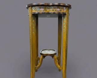 HandPainted Floral Pedestal Plant Stand