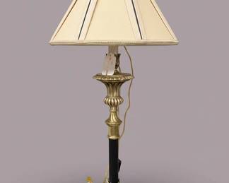 Brass and Black Table Lamp with Pleated Shade