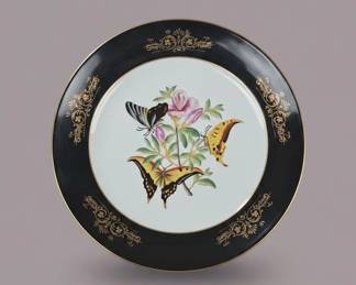 Chokin Art Butterfly and Floral Decorative Plates