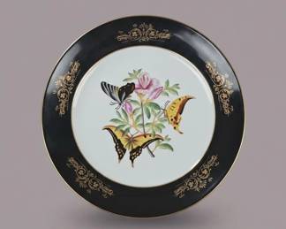 Chokin Art Butterfly and Floral Decorative Plates
