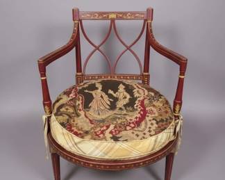 Chinoiserie Style Painted Tray Table and Pair of Chairs third image