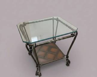 Wildwood Console Table and Wrought Iron Glass Top Accent Table