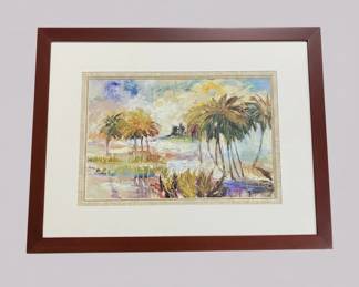 Tropical Landscape Painting with Palm Trees