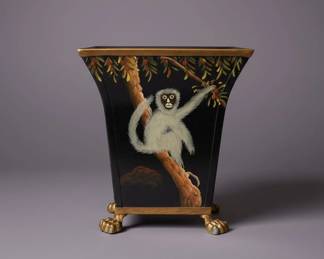 HandPainted Monkey Tole Planter with Claw Feet