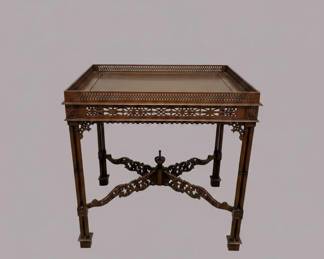 Chinese Chippendale Style Fretwork Mahogany Tea Table