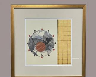 Abstract Geometric Print in Gold Frame