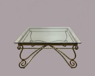 Hollywood Regency Brass and Glass Coffee Table