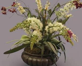 Artificial Dendrobium Orchid Arrangement in Fluted Urn