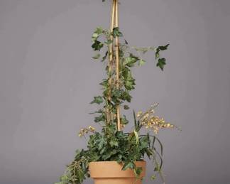 Artificial English Ivy Topiary Spirals in Terracotta Pots