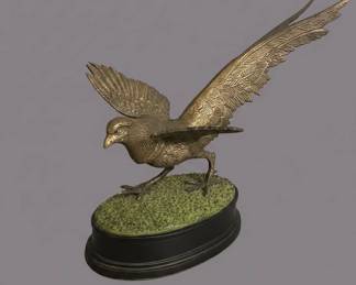 Pair of Brass Pheasant Figurines on Moss Base