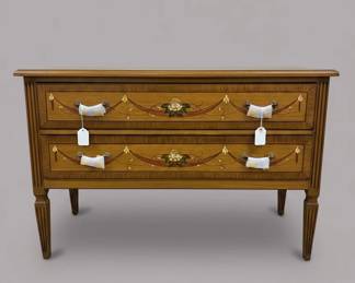 Maitland Smith Adams Paint Decorated Satinwood Chest