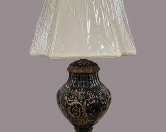 Ornate Porcelain Table Lamp with Floral Motif