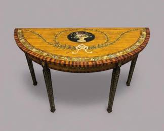 Adam Style Painted Demilune Console Table second image