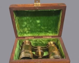 Antique Opera Glasses with Wooden Case C