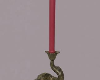 Pair of Vintage Brass Dolphin Candlesticks