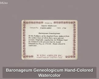 Baronageum Geneologicum HandColored Watercolor