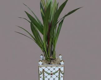 Decorative Planters and Faux Plants with HandPainted Motifs sixth image