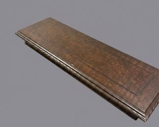 Console Table with Embossed Faux Leather Top and Carved Details