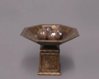 Decorative Pedestal Bowl with Marbled Spheres