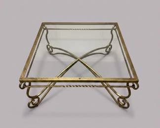 Maison Jansen Style Brass and Glass Coffee Table