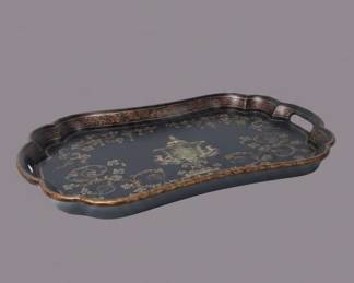 Antique Black Lacquered PapierMch Tray