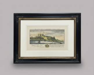 The South View of Carmarthen Castle Town Engraving by Samuel Buck