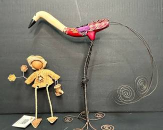 Whimsical Bird and Girl Figurine