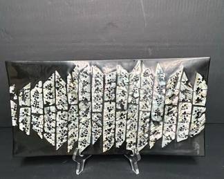 Black Lacquer Mother of Pearl Inlay Tray