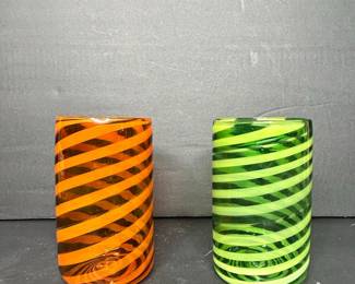 Hand-Blown Swirl Pattern Glass Tumblers