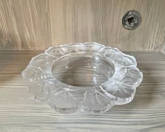 Lalique Crystal "Honfleur" Bowl with Leaf Design