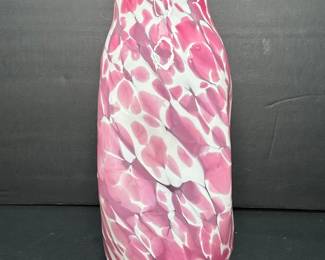 Pink and White Speckled Art Glass Vase