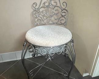 Swirl Wrought Iron Vanity Stool