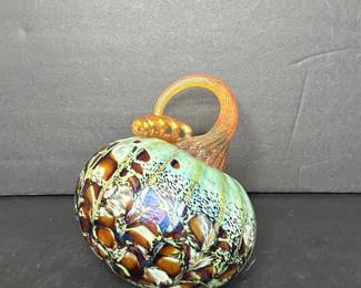 Jack Pine Glass Pumpkin Art Glass Sculpture