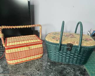 Vintage Sewing Baskets with Notions