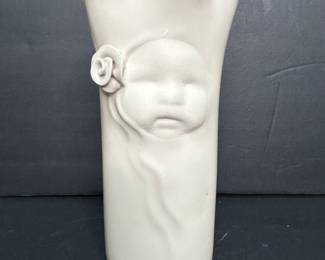 Ceramic Vase with Baby Face Signed