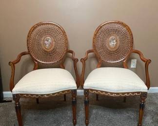 Vintage Louis XVI Style Caned Armchairs