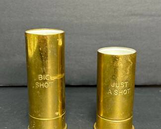 Brass Shotgun Shell Shot Glasses - "Big Shot" & "Just A Shot"