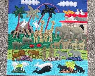 Appliqué Folk Art Wall Hanging - Noah's Ark Theme