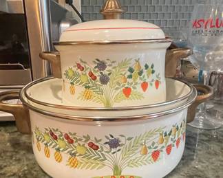 OSTO Enamelware Pots with Fruit Motif