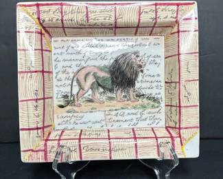 John Derian "Lion with Script" Decorative Plate