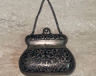 Antique Niello Silver Mini Coin Purse Imperial Russia