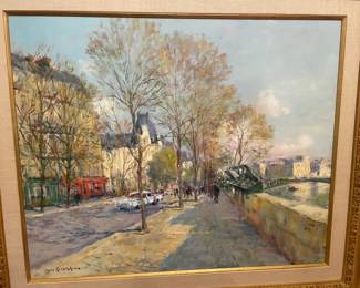 Parisian Street Scene Oil Painting by Jean Kevorkian