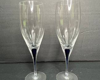 Orrefors "Intermezzo Blue" Wine Glasses