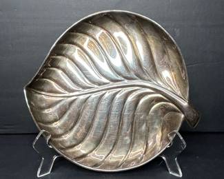 Vtg Silver-Plated Leaf Dish