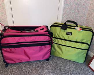 Tutto Sewing Machine Trolley Luggage Set - Pink and Lime Green