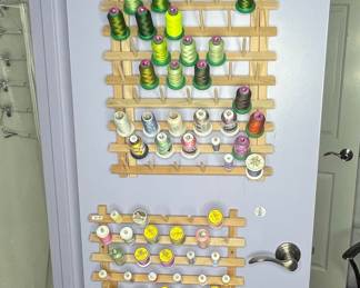 Wooden Embroidery Thread Racks with Assorted Spools