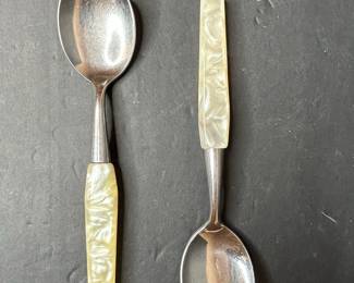 Vintage Mother of Pearl Handle Salad Servers