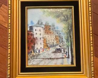 Mingolla Signed Street Scene Framed Painting